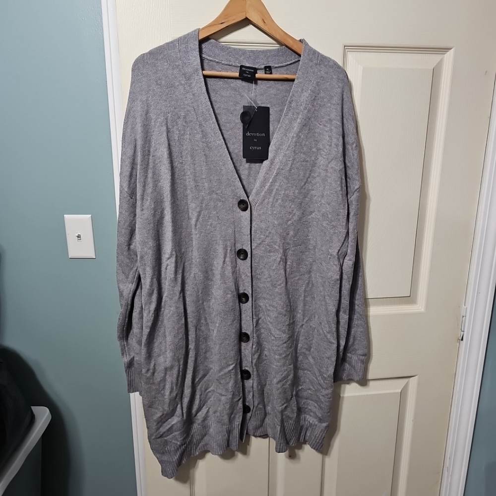 Devotion By‎ Cyrus Gray Button-Up Cardigan | V-Neck Men's Size XL NWT BB4